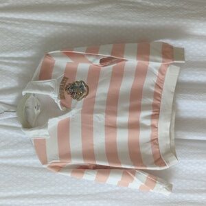 H&M Hogwarts Striped White and Peach Collared Shirt, Girls Size 8-10